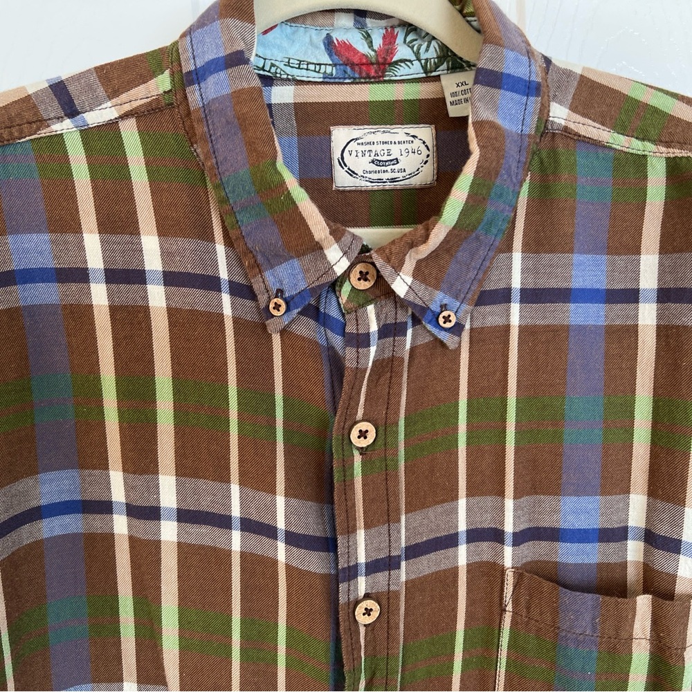Vintage 1946 Plaid Flannel Shirt Button up Shirt Sz XXL